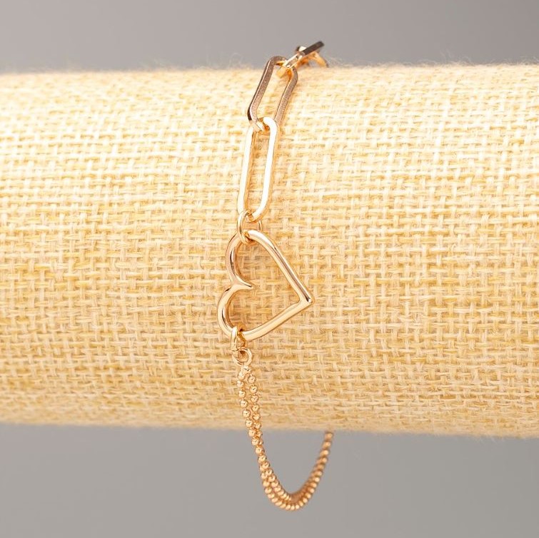 Brățară Xuping placare cu aur 18K «Inimă» L 17-20 cm, grosime 5 mm+