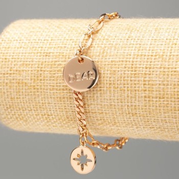 Brățară Xuping placare cu aur 18K "Dear" lanț în zale, lungime 18–21 cm, grosime 4 mm