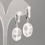 Cercei din piatră naturală, cristal de munte, formă ovală, diametrul 18×13 mm+