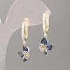 Cercei Xuping placare cu aur 18K, piatră albastră, strasuri albe 30x10 mm