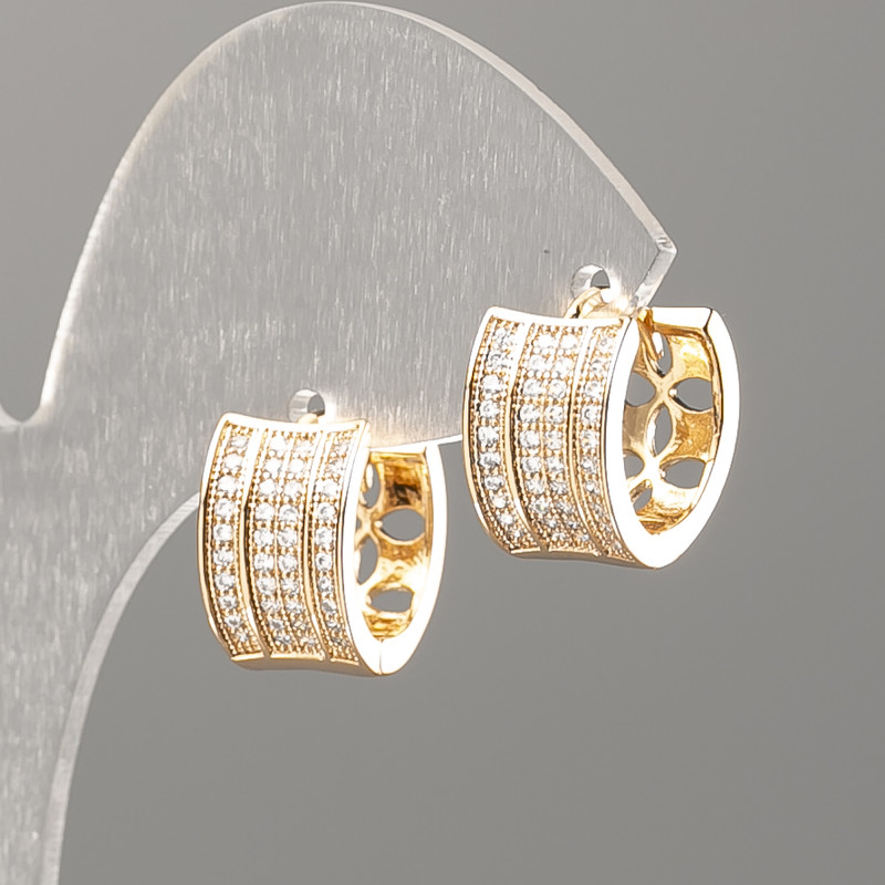 Cercei Xuping placare cu aur 18K cu cristale albe, diametrul de 14x8 mm+