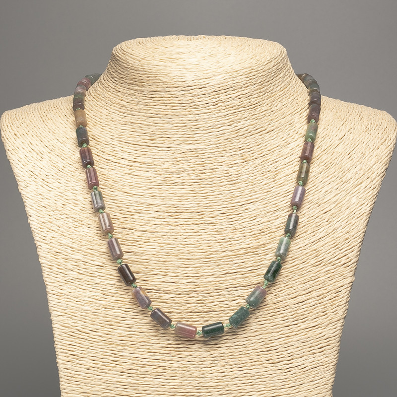 Colier din jasper verde, piatră naturală, mărgele cilindrice netede, diametrul 10×6 mm +-, lungime 49 cm +