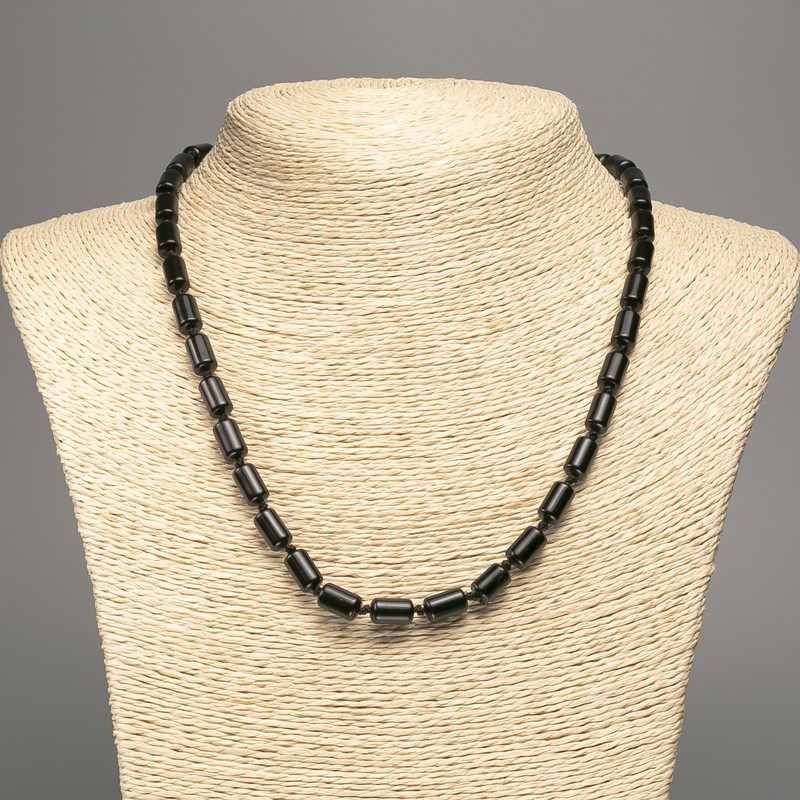 Colier din agat (presat) cilindru neted, diametrul 10x6 mm, lungime 48 cm +-