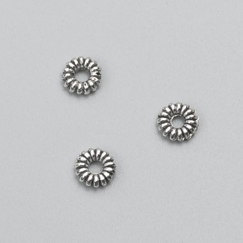 Mărgele-inserație, diametru 6x2 mm, fațetat, 20 g, 107 buc. ±, culoare metalică „argintiu”