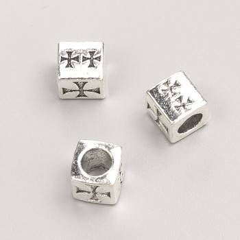Mărgea Pandora Cruce, diametrul de 7 mm, ambalaj de 20 g, 14 bucăți ±, culoare metalică argintiu