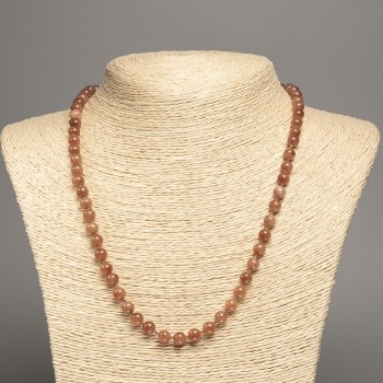 Colier cu mărgele netede din jasper alb, diametrul 6 mm, lungime 50 cm, din nefrit alb (colorat sintetic)