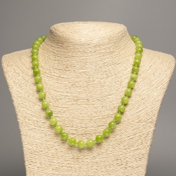 Colier verde Onix din mărgele netede, diametru 8 mm, lungime aproximativă 50 cm, din nefrit alb (piatră sintetic vopsită)
