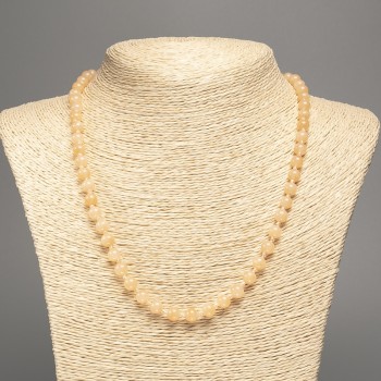 Colier "Selenit" cu mărgele rotunde, diametrul de 6 mm ±, lungime 50 cm ±, din nefrit alb sintetic colorat