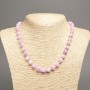 Colier cu mărgele „Culorile verii” alb-liliac, mărgele netede, diametru 8 mm, lungime 50 cm, din nefrit alb (colorat sintetic)