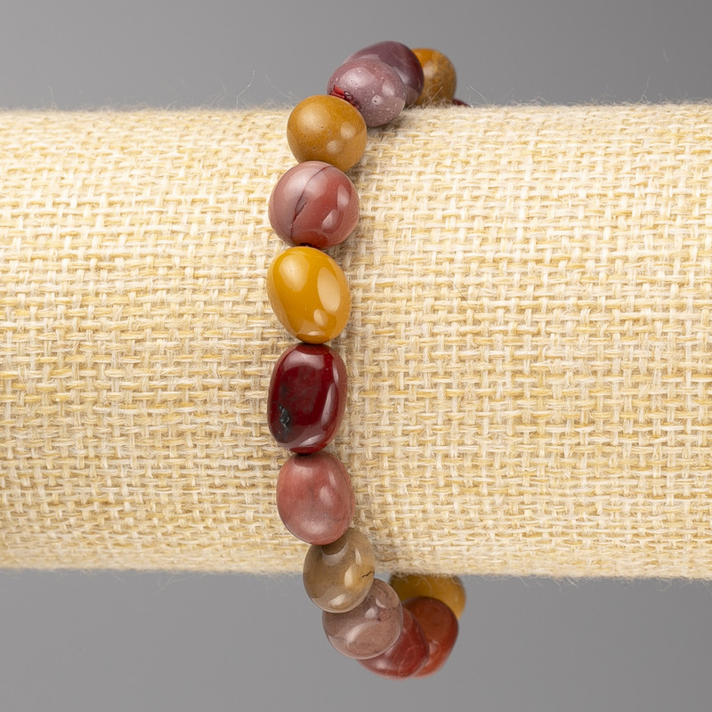 Brățară din piatră jasper Mookaite, fațetată, diametrul 8x10 mm ±, pe elastic, lungime 18 cm+