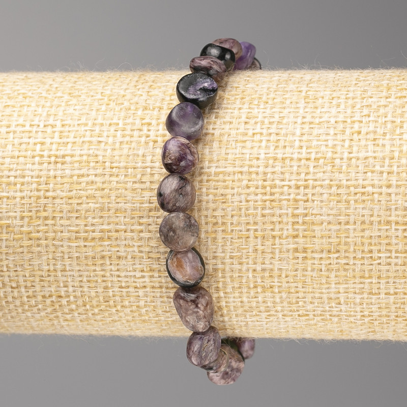 Brățară din piatră charoit tăiată, diametrul 8x8 mm ± pe elastic, lungime 18 cm ±