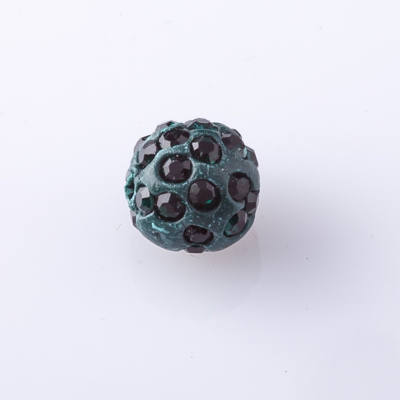 Mărgea Shamballa, diametrul 10 mm, verde închis, fațetată, 9 buc.