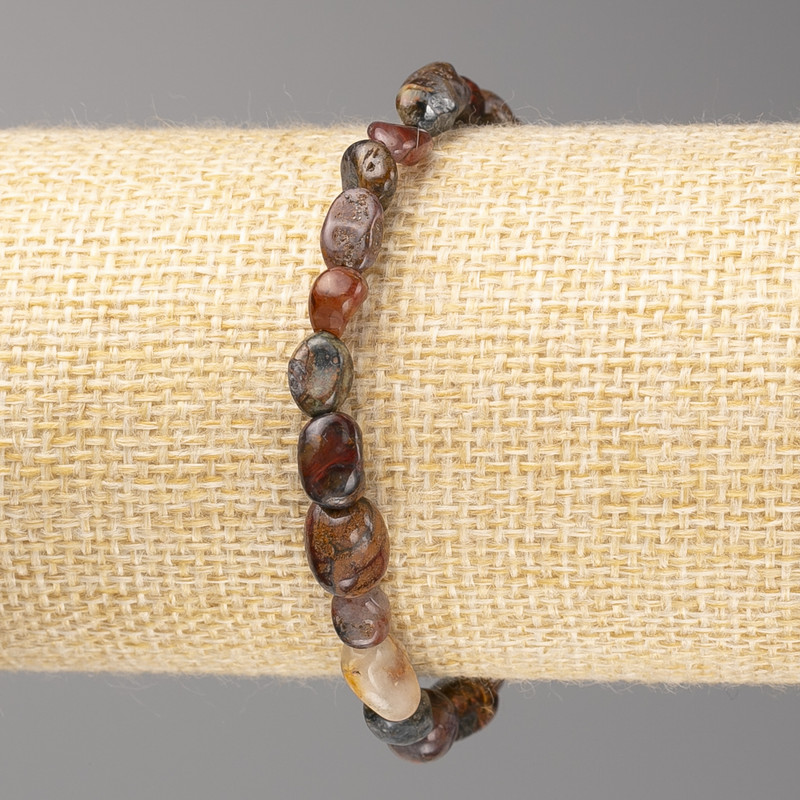 Brățară din bronzit cu piatră tăiată, diametru 8x6 mm +/- pe elastic, lungime 18 cm+