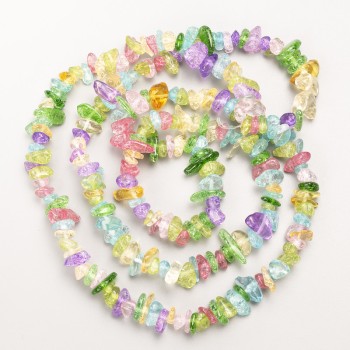 Mărgele din sticlă colorată, în formă de ciob, pe șnur, diametrul 10×4 mm, lungime 80 cm