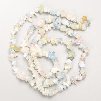 Mărgele Morganit, piatră naturală mărunțită pe fir, diametrul 9×3 mm, lungime 80 cm