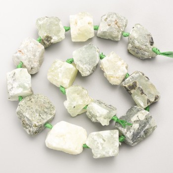 Mărgele din prehnit neprelucrate pe șnur, piatră naturală, diametru 20×25 mm ±, lungime 40 cm ±