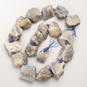 Mărgele din labradorit brut, piatră naturală, cu dimensiuni 20x25 mm, pe șnur, lungime 41 cm +-