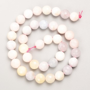 Mărgele Morganit, piatră naturală, bilă facetată pe șnur, diametrul de aproximativ 10 mm, lungime 39 cm