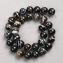 Mărgele din agat maro închis, netede, pe fir, diametrul 12 mm, lungimea 38 cm