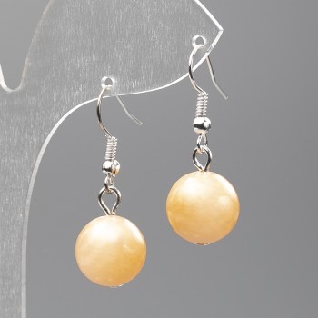 Сережки Селеніт (штучний акрил) гладка кулька, діаметр 12, 5мм+-, довжина 3. 5см