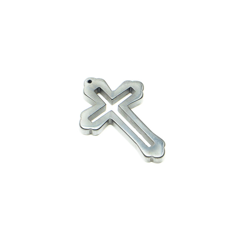 Pandantiv în formă de cruce din hematit, diametrul 30, 5x44x4,5 mm+