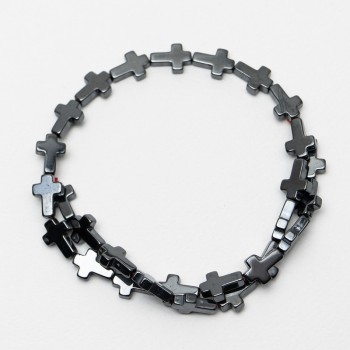 Mărgele din hematit în formă de cruce, diametrul 10x14, 5x4 mm, lungime 40 cm +/- pe fir