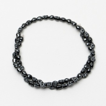 Mărgele din hematit în formă de craniu, diametrul 5×6×5 mm ±, lungime 40 cm ±, pe fir