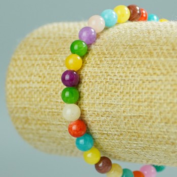 Браслет Асорті тонований Кварц (штучний акрил), діаметр 6(+-)мм, довжина 18см (стрейч)