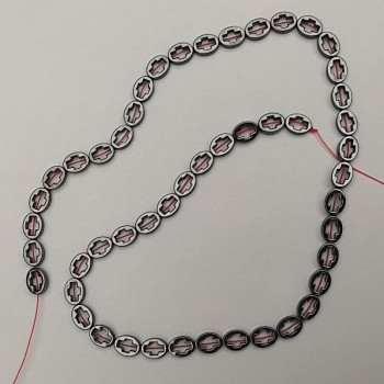 Mărgele din hematit în formă de cruce, diametrul 6x8 mm, lungime aproximativă 39 cm, pe fir
