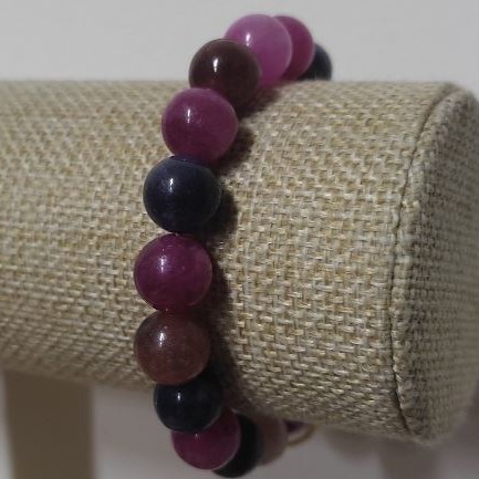 Brățară cu pietre semiprețioase artificiale, mărgele netede, diametrul de 10 mm (+/-), lungimea 18 cm (elastic)