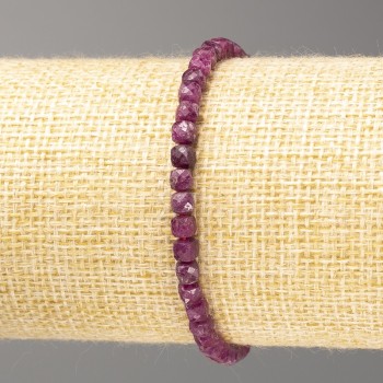 Brățară din rubin natural, mărgele cub facetate, diametrul 4 mm, lungime 18 cm (extensibil)