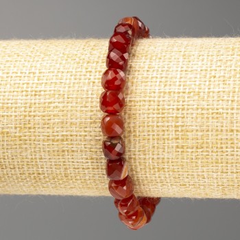 Brățară din carneol, piatră naturală, cuburi tăiate, diametru 7 mm, lungime 18 cm (elastic)