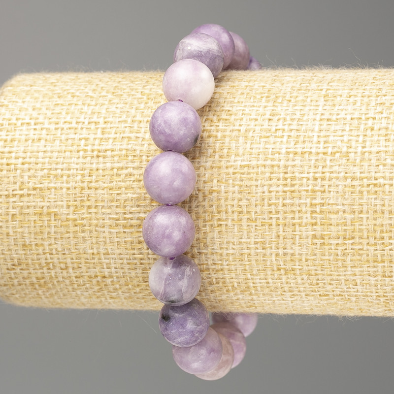 Brățară din lepidolit artificial (acrilic neted) mărgele netede, diametrul 10,5 mm, lungime 18 cm (elastică)