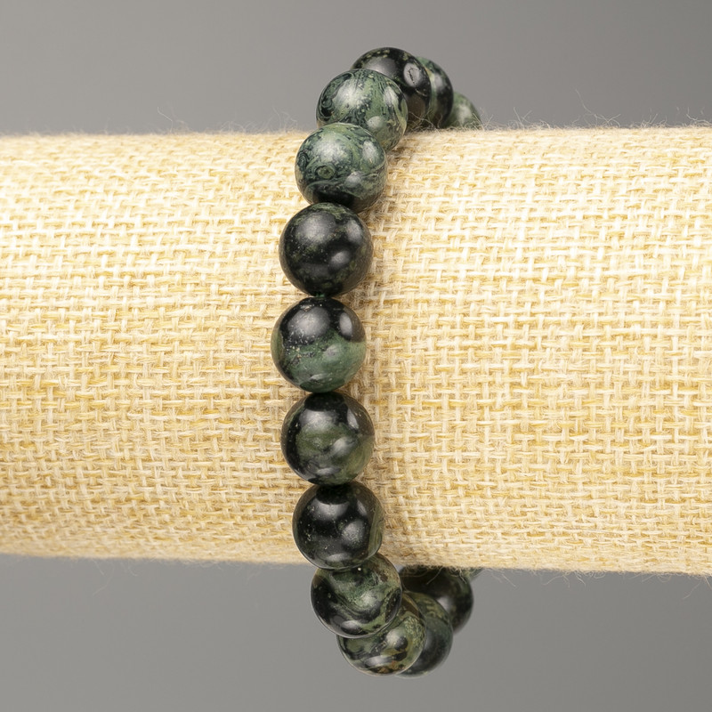 Brățară din jasper oceanic, bile netede, diametrul 10,5 mm