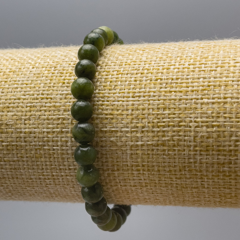 Brățară jadelit (acrilic artificial) bilă netedă, diametrul 6,5 mm, lungime 18 cm (șnur elastic)
