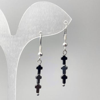 Cercei Hematit – Cruci, diametru 4×21 mm, lungime 43 mm