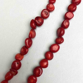 Coral natural oval pe fir, diametrul 11-13×11-12 mm, lungime 40 cm