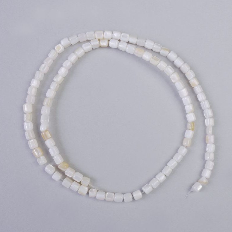 Mărgele sidef cilindru, diametrul 3,5×3,5 mm, lungime 37 cm, pe fir