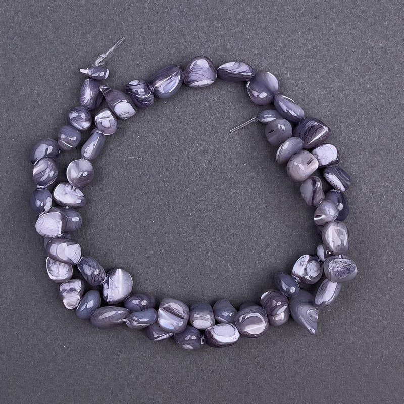 Mărgele sidef gri nuanțat, fațetate, diametrul 8x6 mm, lungime 41 cm, pe fir