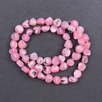 Mărgele din sidef roz, fațetate, diametrul 8x6 mm, lungime aproximativă 41 cm, pe fir