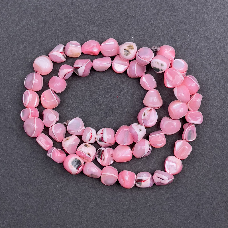 Mărgele din sidef roz, fațetate, diametrul 8x6 mm, lungime aproximativă 41 cm, pe fir
