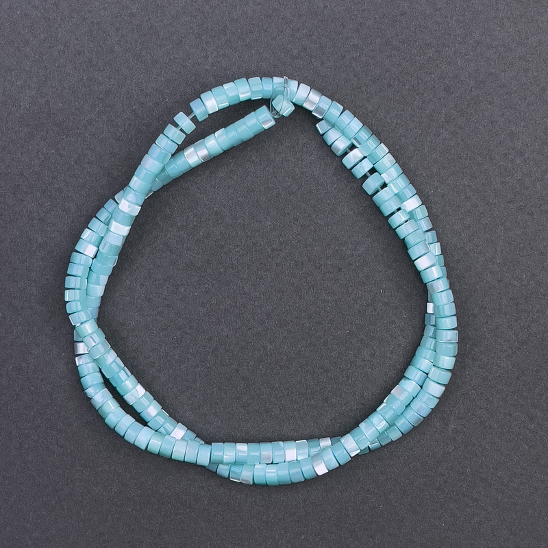 Mărgele din sidef albastru nuanțat, disc, diametru aproximativ 4×2 mm, lungime aproximativ 40 cm, pe fir