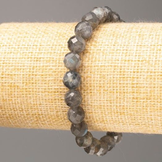 Brățară din labradorit, piatră naturală, mărgele tăiate, diametrul 8 mm ±, lungime 18 cm (elastic)