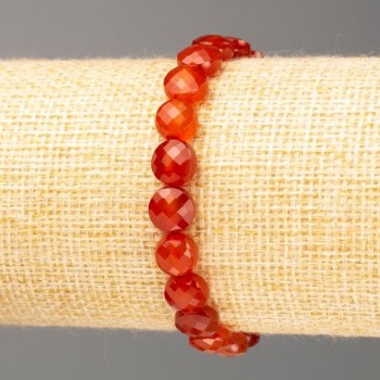 Brățară din carneol, monede fațetate, diametrul 8x5 mm ±, lungime 18 cm (elastic)