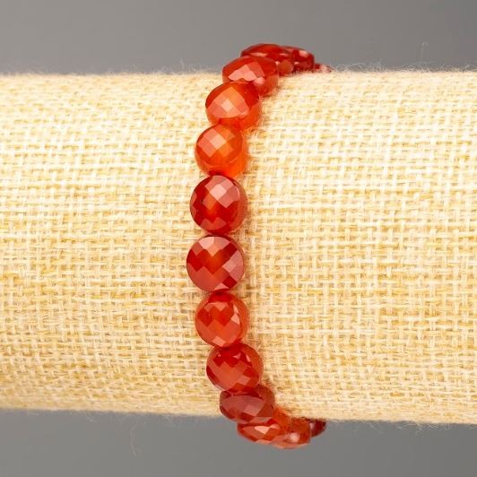 Brățară din carneol, monede fațetate, diametrul 8x5 mm ±, lungime 18 cm (elastic)