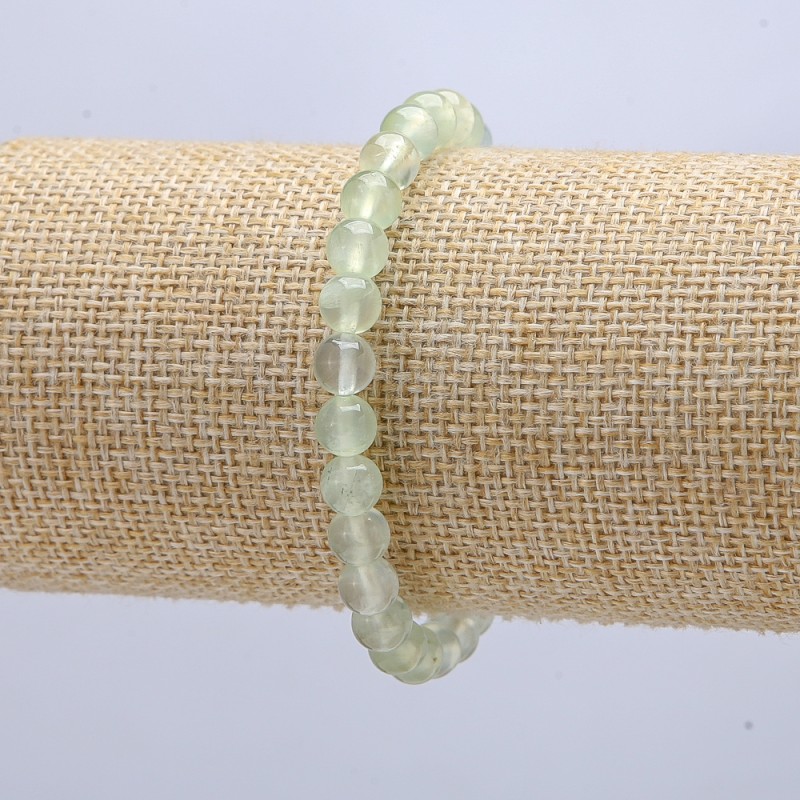 Brățară elastică din prehnit, mărgele netede, diametrul 6 mm, lungime 18 cm +