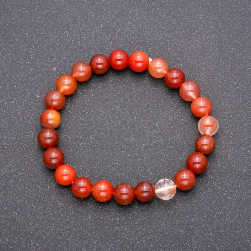 Brățară din cuarț rutilit natural pe elastic, bile netede, diametru aproximativ 8 mm, lungime 18 cm