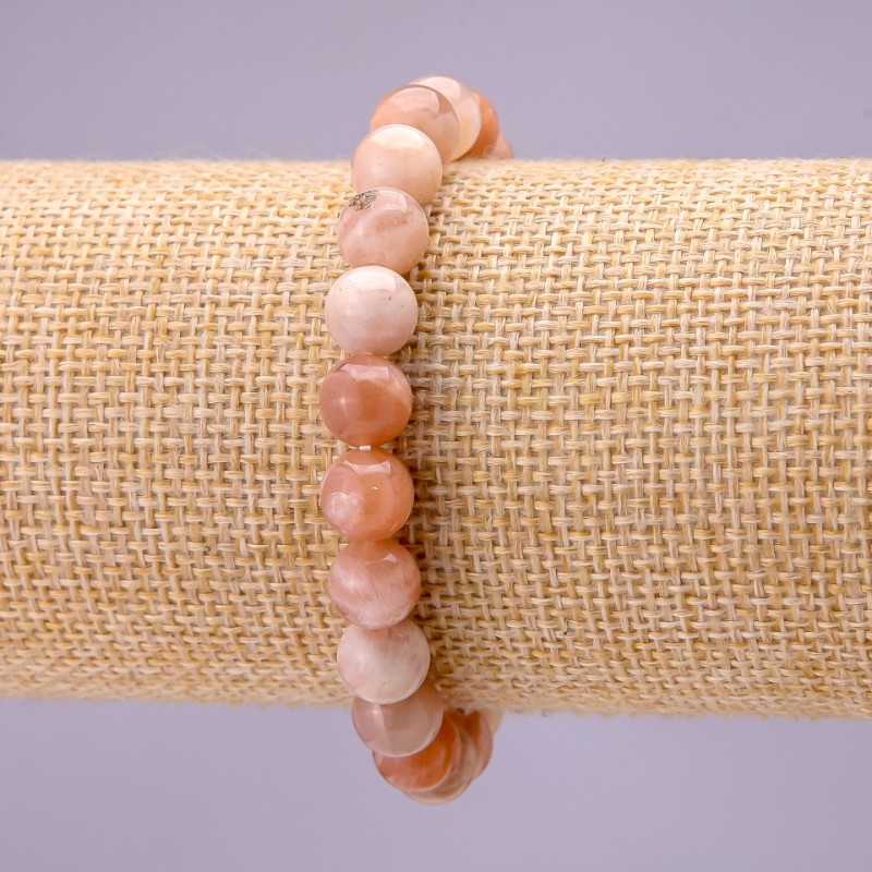 Brățară din selenit natural cu mărgele netede, diametrul de 8 mm (±), pe elastic, lungime 18 cm