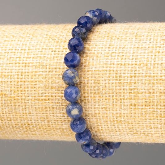Brățară din sodalit, piatră naturală, mărgele tăiate, diametrul de 7 mm, lungimea 18 cm (elastic)