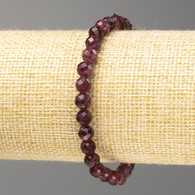 Brățară din rubelit turmalin, piatră naturală, mărgele tăiate, diametrul 6 mm, lungime 18 cm (elastic)